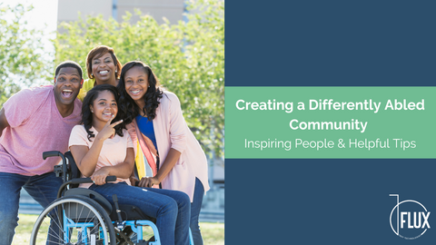 Young woman in wheelchair posing with family