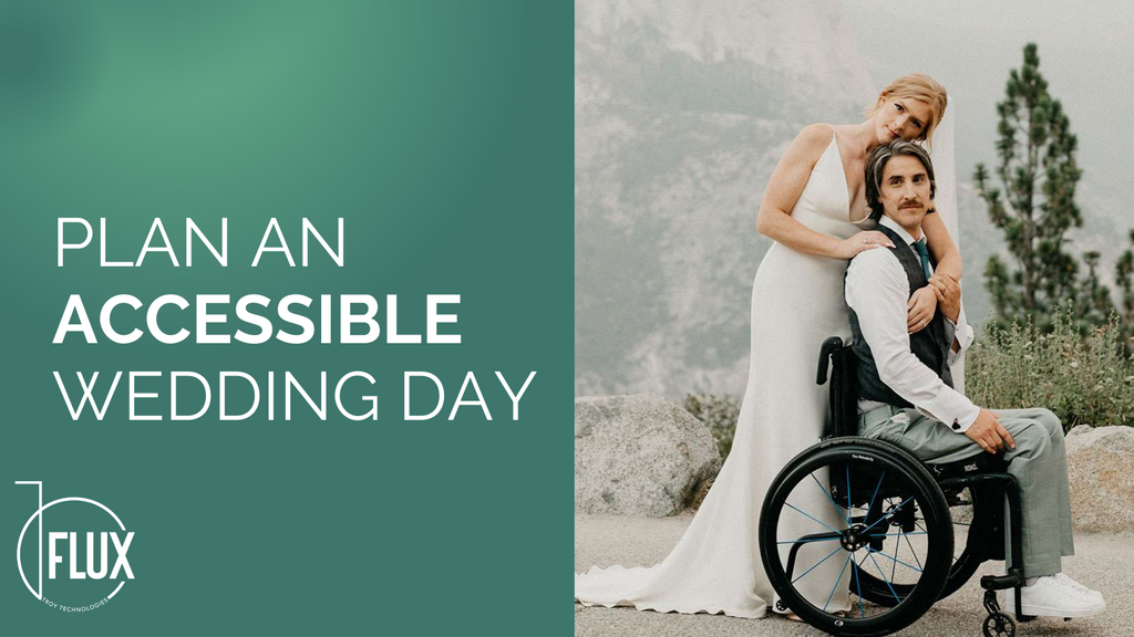 Bride hugging groom in wheelchair