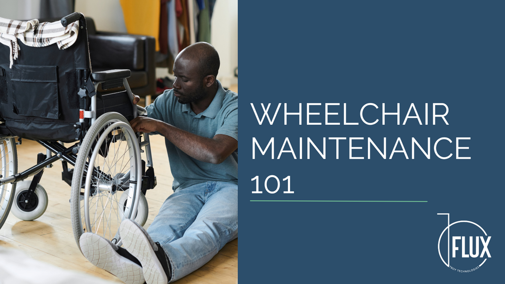 Man doing maintenance on his wheelchair